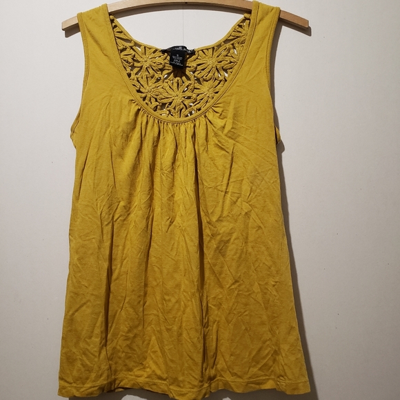 Mustard yellow sleeveless tank top, women's size S Willi Smith - Picture 2 of 8